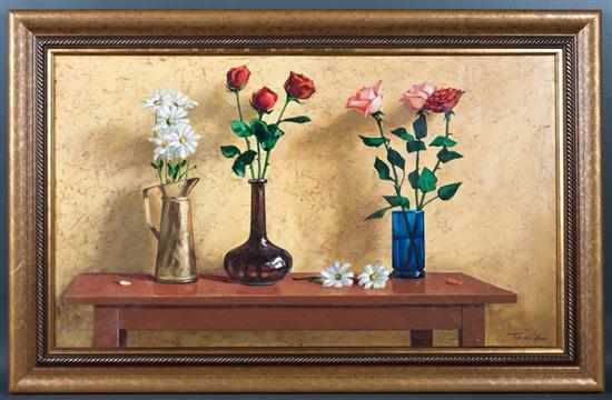 Appraisal: Tania Darashkevich th century Floral Arrangement oil on canvas signed