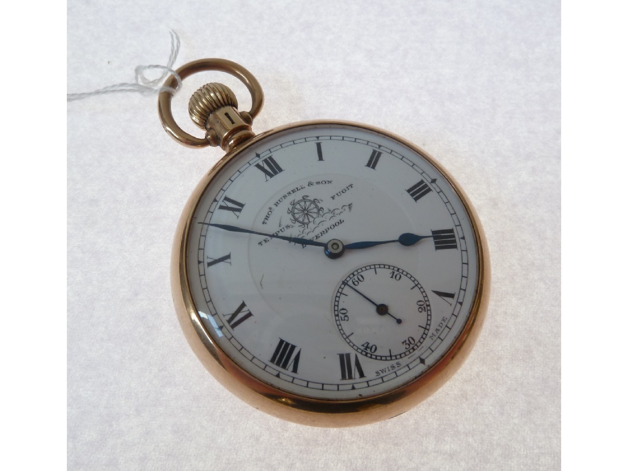 Appraisal: A CT GOLD CASED THOMAS RUSSELL OPEN FACED POCKET WATCH