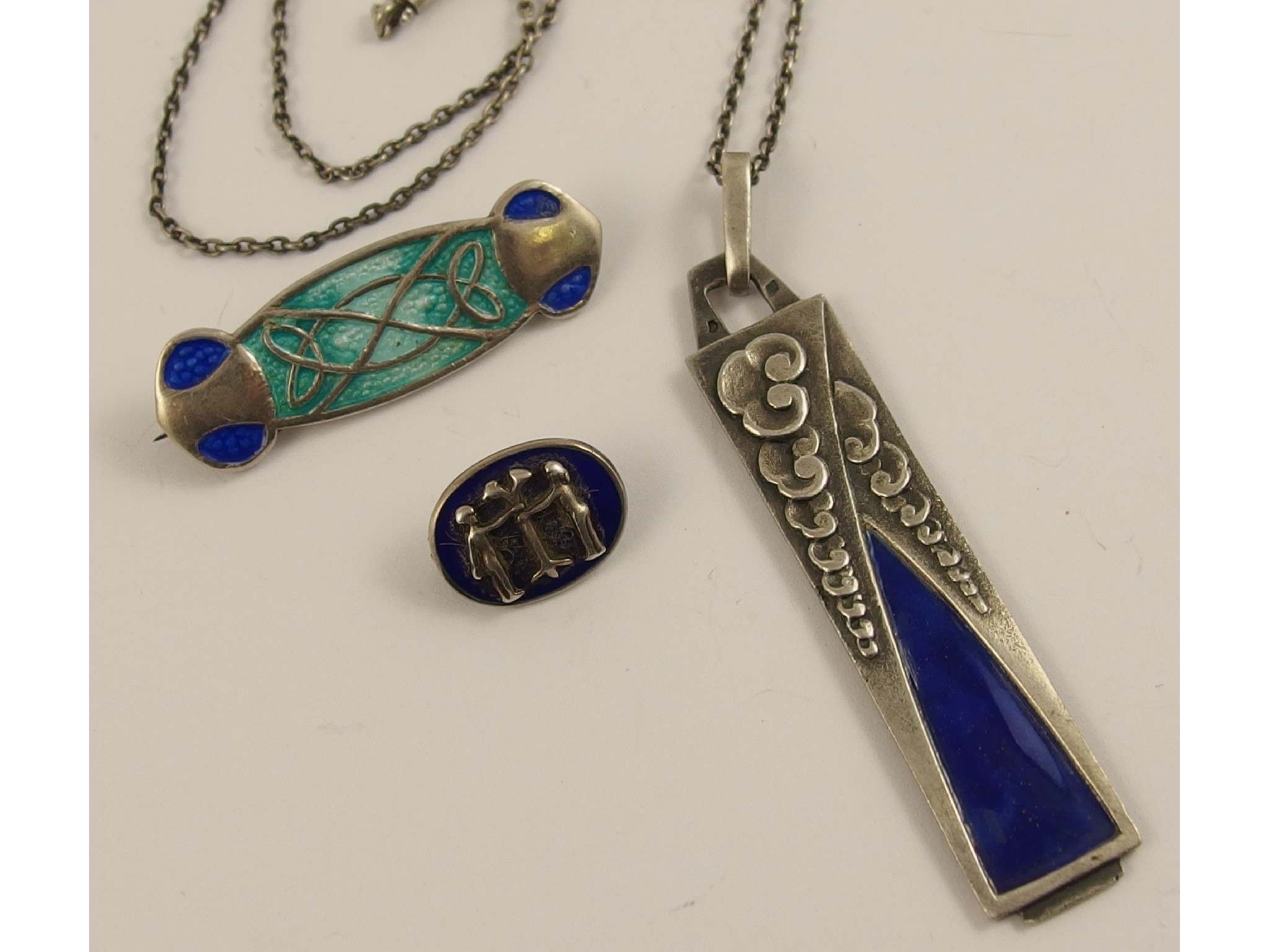 Appraisal: An Art Nouveau silver enamelled pendant designed by French sculptor