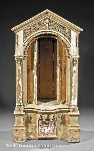 Appraisal: A Continental Carved and Paint-Decorated Eucharistic Shrine th c molded