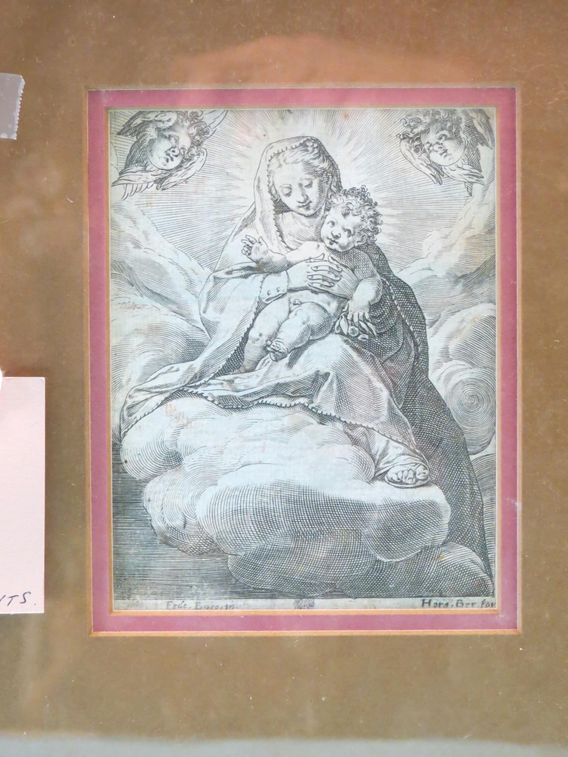 Appraisal: Two th century Italian etchings Madonna and Child subjects one