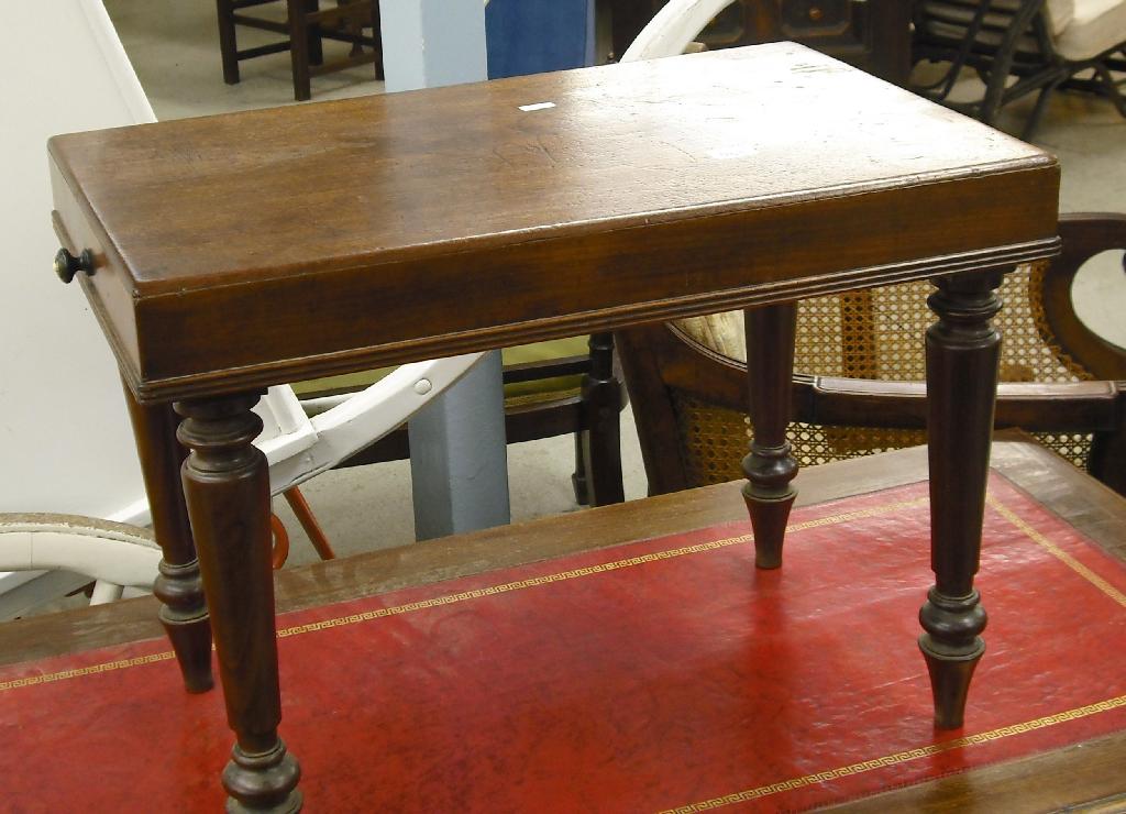 Appraisal: th century mahogany bidet and cover with reeded frieze supported