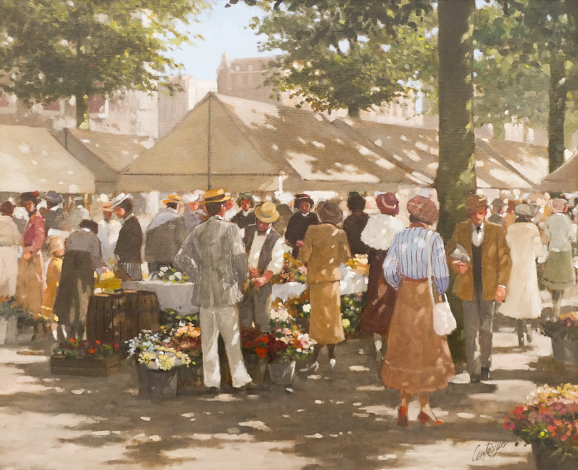 Appraisal: Carl Rooijen b Dutch ''Market Scene'' Oil on Canvas ''x