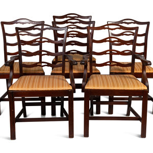 Appraisal: Six George III Style Mahogany Ladder-Back Dining Chairs th Century