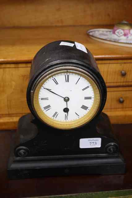 Appraisal: A LATE TH CENTURY EBONISED MANTEL TIMEPIECE with shaped case