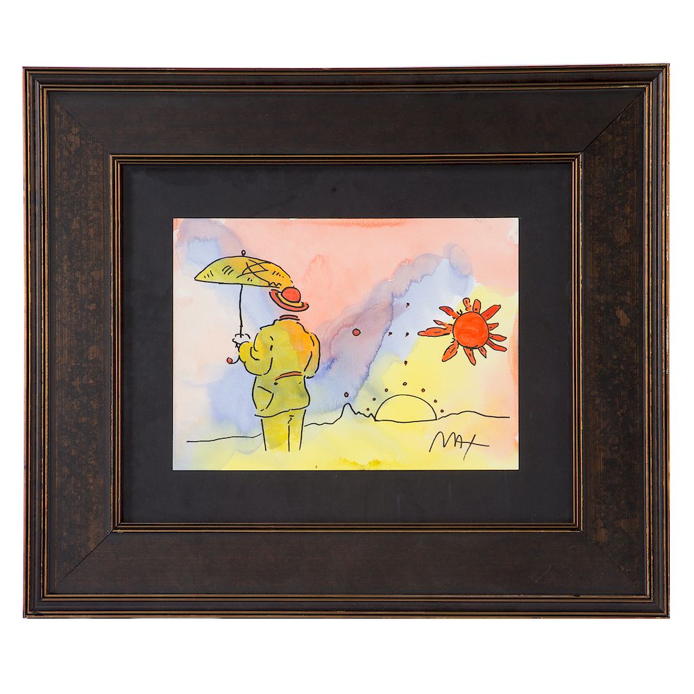 Appraisal: Peter Max Umbrella Man with Sun German American b Watercolor