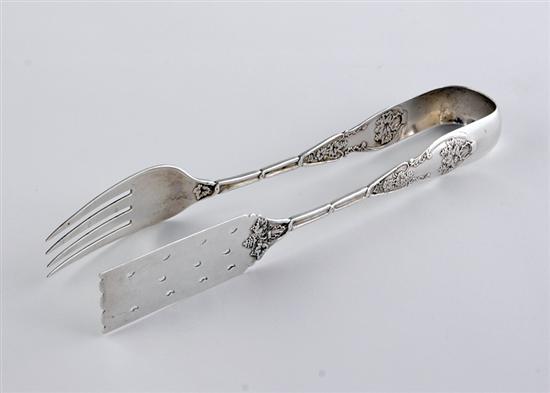 Appraisal: Rare Southern coin silver serving tongs Wilmot South Carolina or