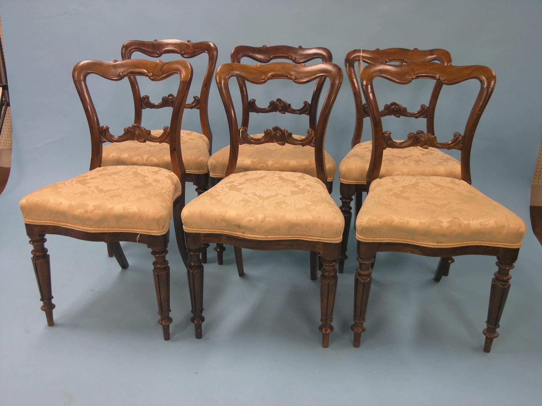 Appraisal: A good set of six early Victorian rosewood dining chairs