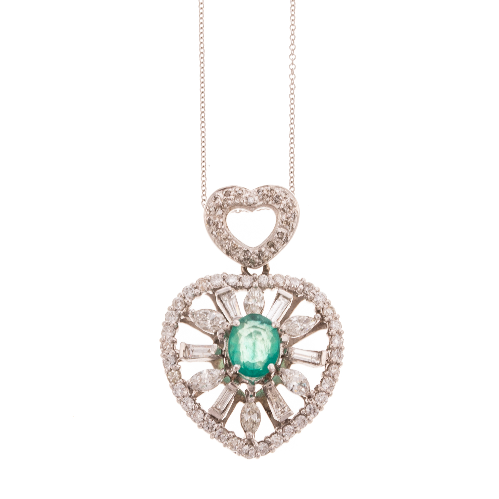 Appraisal: A CTW EMERALD DIAMOND PENDANT IN K K white gold