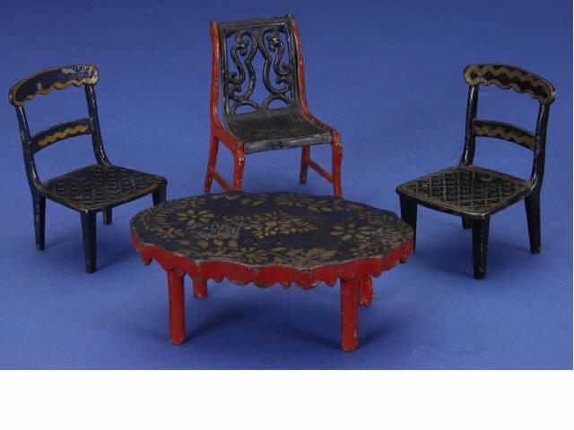 Appraisal: Four Pieces of J E Stevens Dollhouse Furniture MN Cromwell