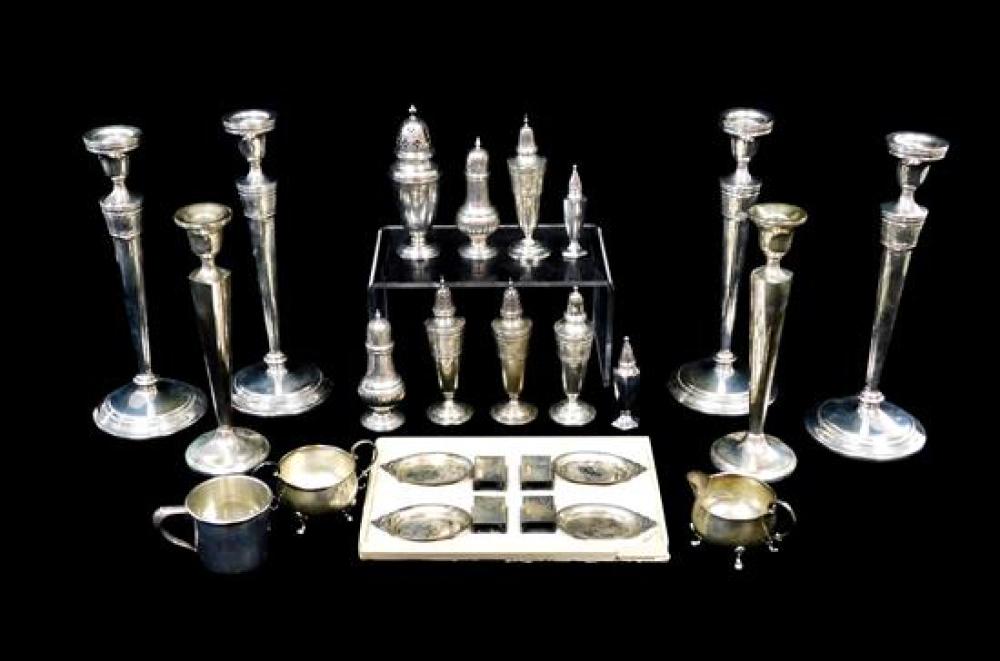 Appraisal: SILVER Sterling holloware candlesticks and accessories twenty-six pieces six candlesticks