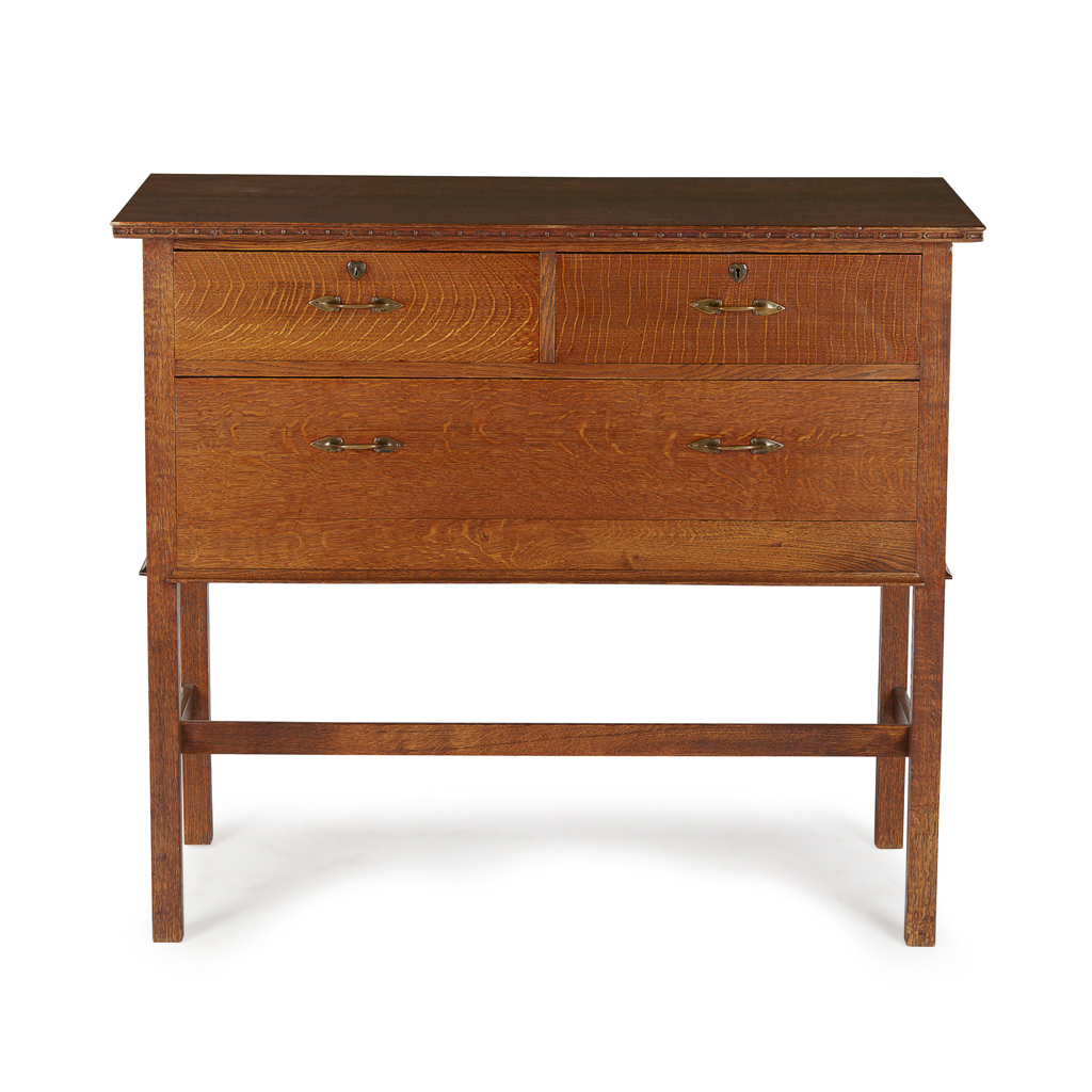 Appraisal: ARTHUR W SIMPSON - KENDAL ARTS CRAFTS OAK CHEST OF