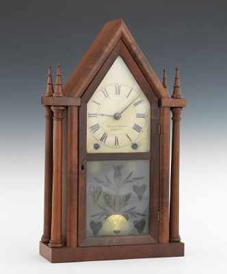 Appraisal: A Brewster Ingraham Four Spire Steeple Clock Walnut case flanked