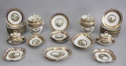 Appraisal: DERBY PORCELAIN FORTY-THREE PIECE DESSERT SERVICE With oval circular or