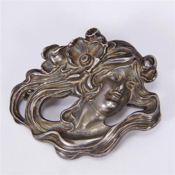 Appraisal: Wm B Kerr Art Nouveau Sterling Silver Hollow Repousse Lady