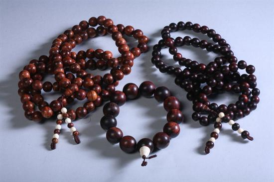 Appraisal: CHINESE ZITAN AND HUANGHUALI PRAYER BEADS - Largest App in