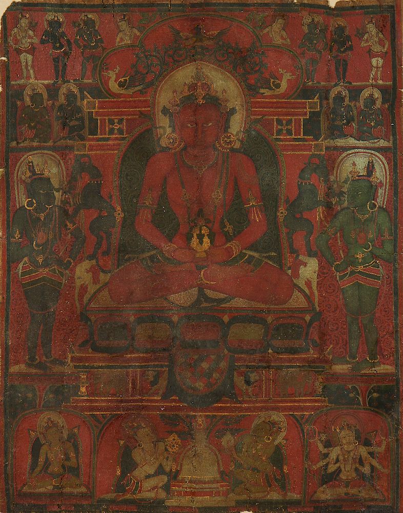 Appraisal: th- th C Tibetan Thangka of Amitayus Tibetan Thangka -