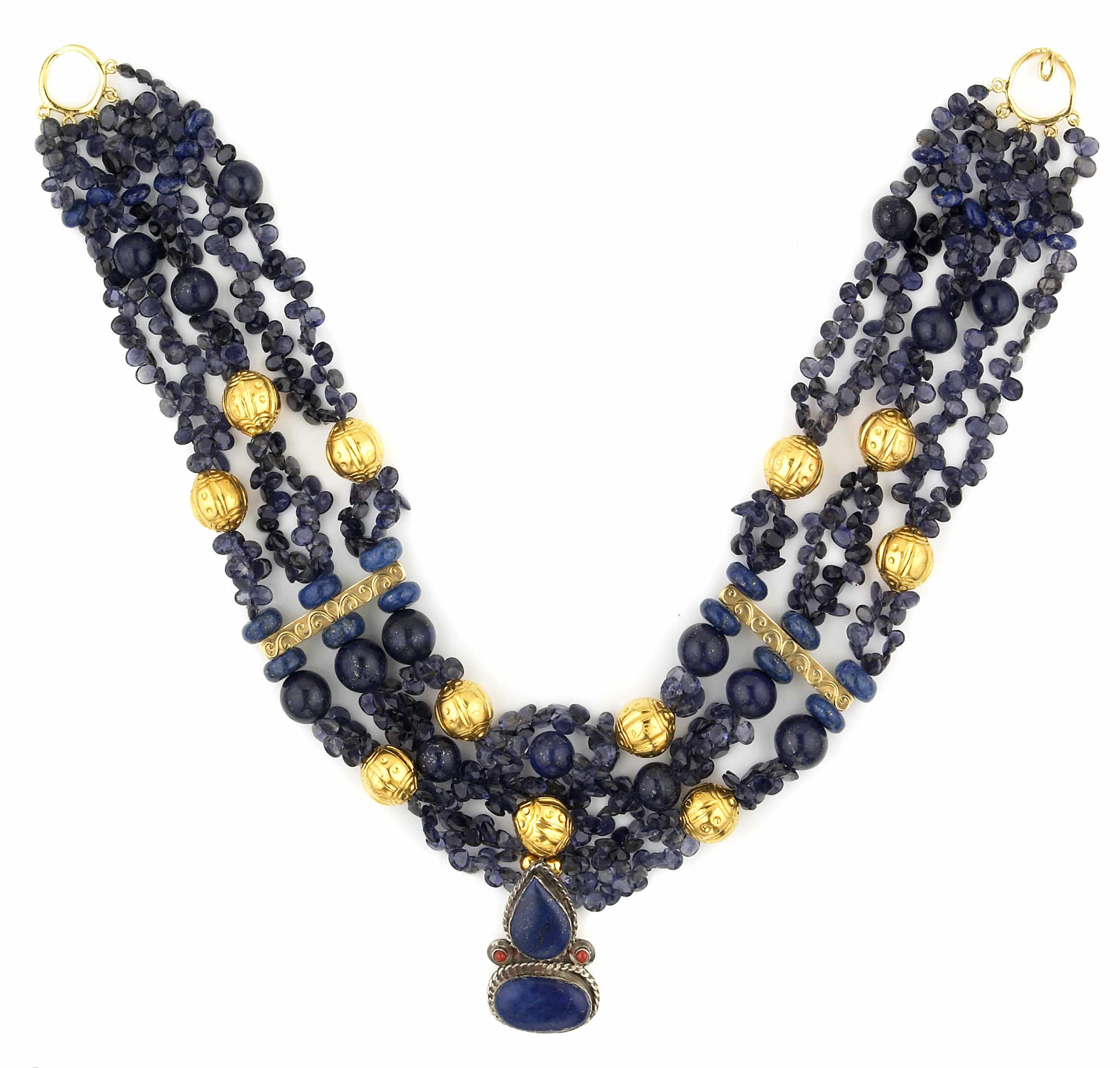 Appraisal: Tony Duquette American - sA lapis lazuli and iolite bead