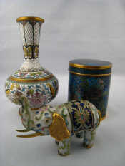 Appraisal: Cloissone enamel A vase with tapering open neck decorated with