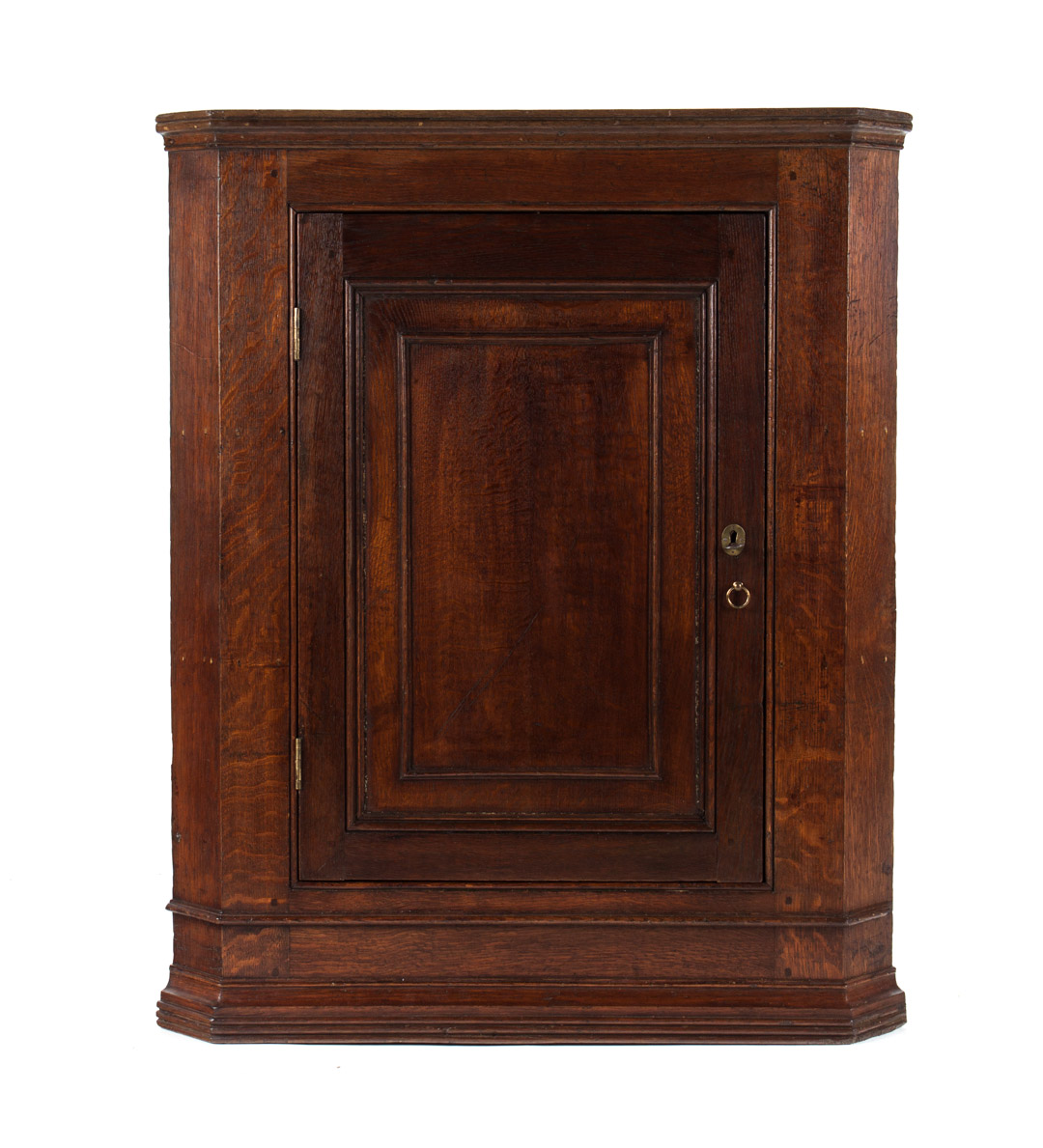 Appraisal: George III oak hanging corner cupboard late th early th