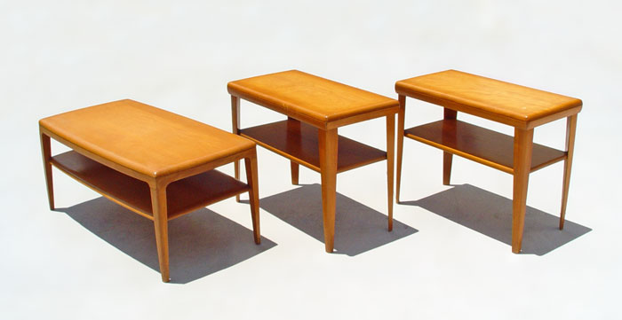 Appraisal: SET OF HEYWOOD WAKEFIELD TABLES end coffee