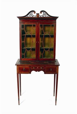 Appraisal: A late th century Irish mahogany ladies writing cabinet inlaid