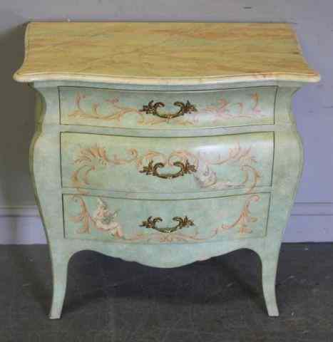 Appraisal: Petite Faux Drawer Paint Decorated Commode Labeled Hadleigh Inc From