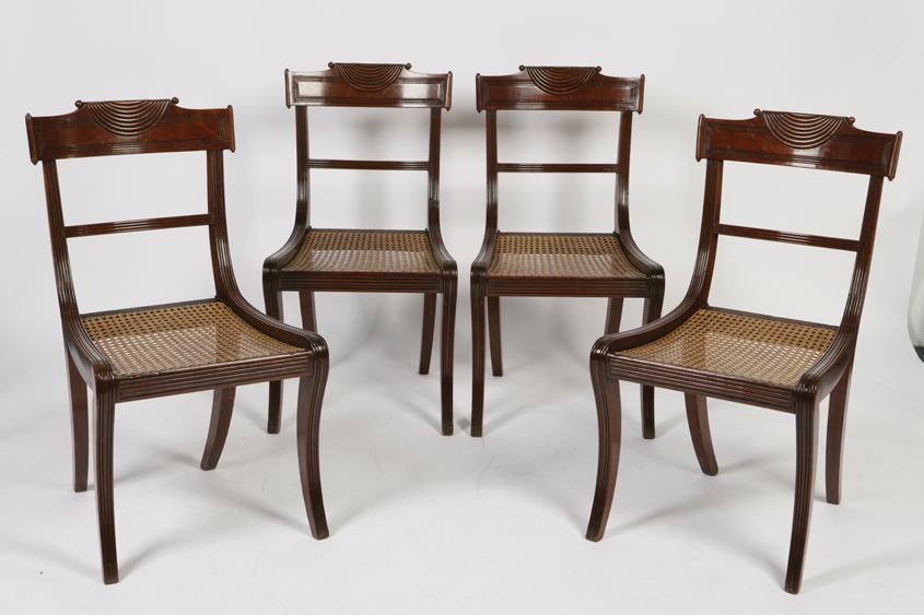 Appraisal: A SET OF FOUR REGENCY MAHOGANY BAR BACK DINING CHAIRS