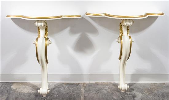 Appraisal: Sale Lot A Pair of Italian Painted and Parcel Gilt