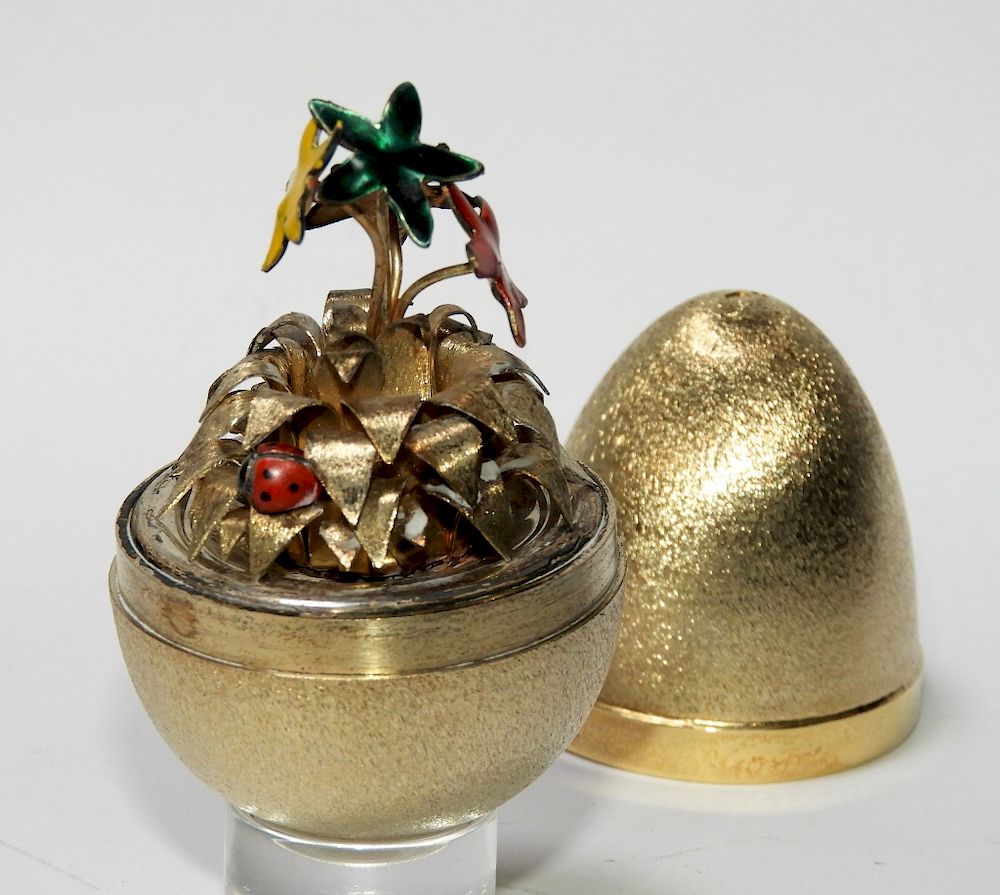 Appraisal: Stuart Devlin Gilt Sterling Silver Surprise Egg Stuart Devlin England