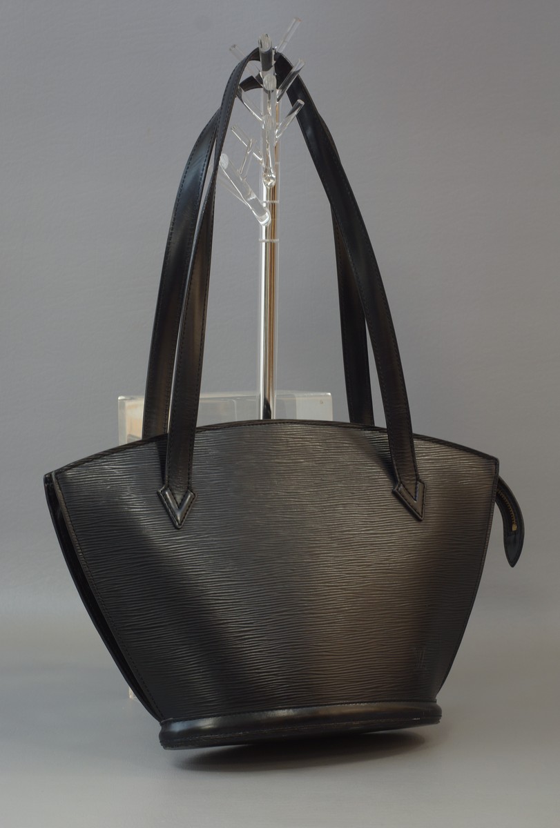 Appraisal: Authentic Louis Vuitton Black Epi Leather Petite Saint Jacques Tote