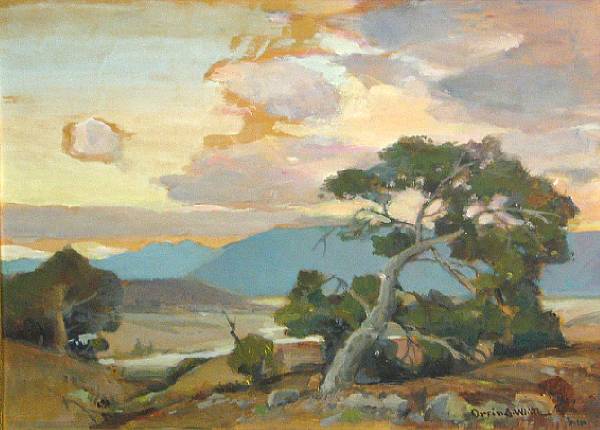 Appraisal: Orrin White American - A valley tree at dusk signed