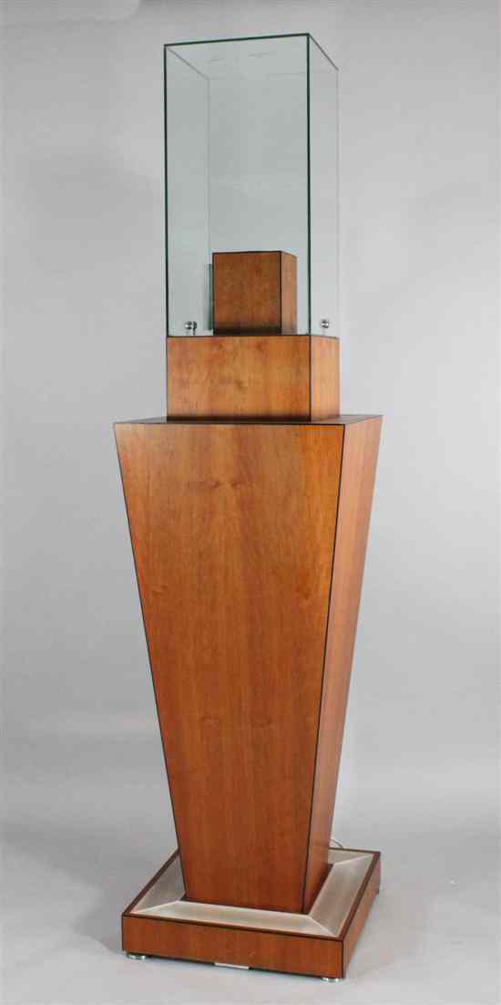 Appraisal: A modern Art Deco style ebony strung cherrywood display pedestal