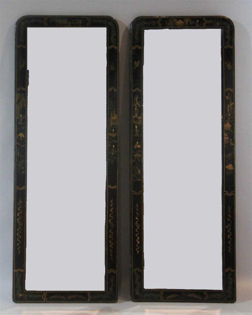 Appraisal: PAIR OF CHINOISERIE PIER MIRRORS each having a tall rectangular