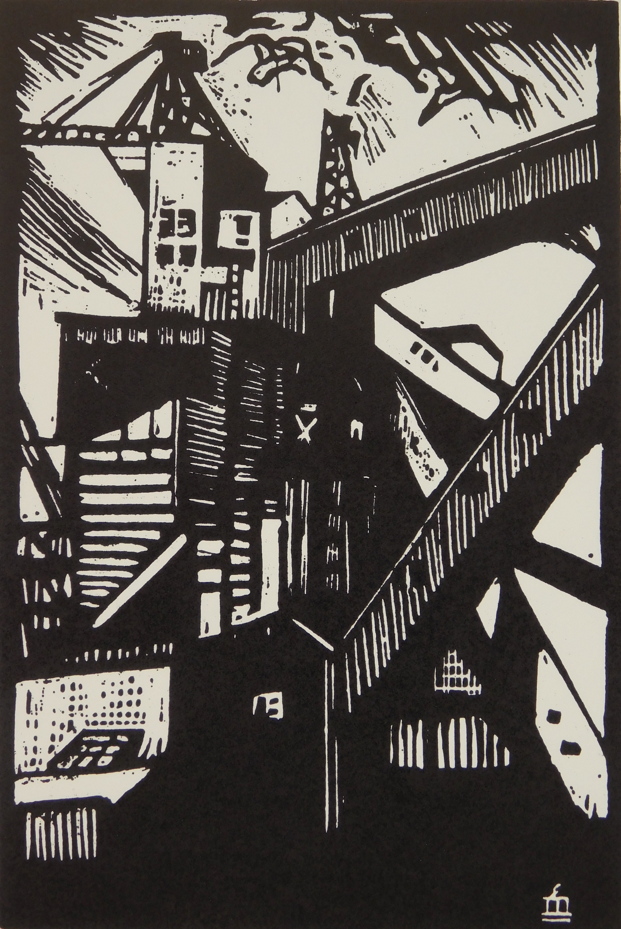 Appraisal: Mark Freeman - Edison Coal Storage''- linocut signed titled and