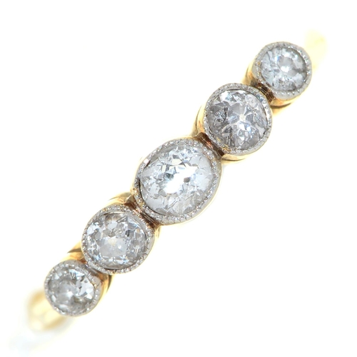 Appraisal: A five stone diamond ring with millegrain collets in gold