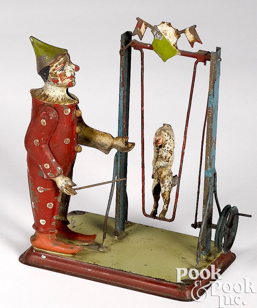 Appraisal: Zschopau School clown with dog steam toy accessory Zschopau School