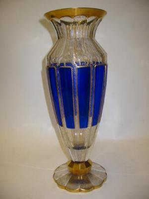 Appraisal: A STROMBERG CLEAR VASE of plain rectangular section incise moulded