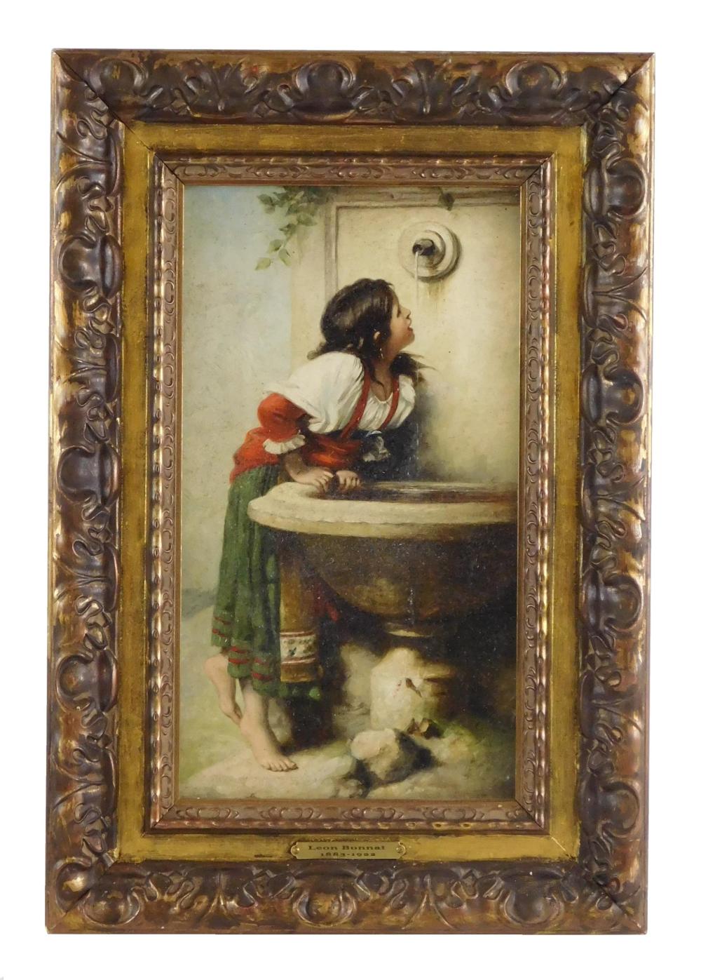 Appraisal: After Leon Bonnat oil on canvas unsigned barefoot young girl