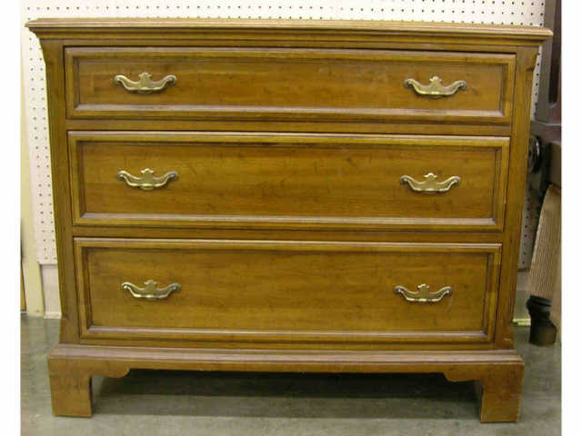 Appraisal: Federal period influenced pair of solid walnut three-drawer Davis Cabinet