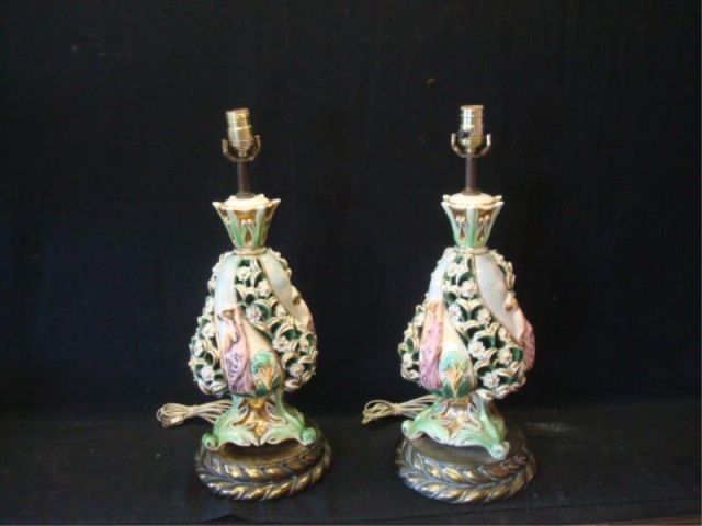 Appraisal: Pair Capodimonte porcelain lamps Dimensions high