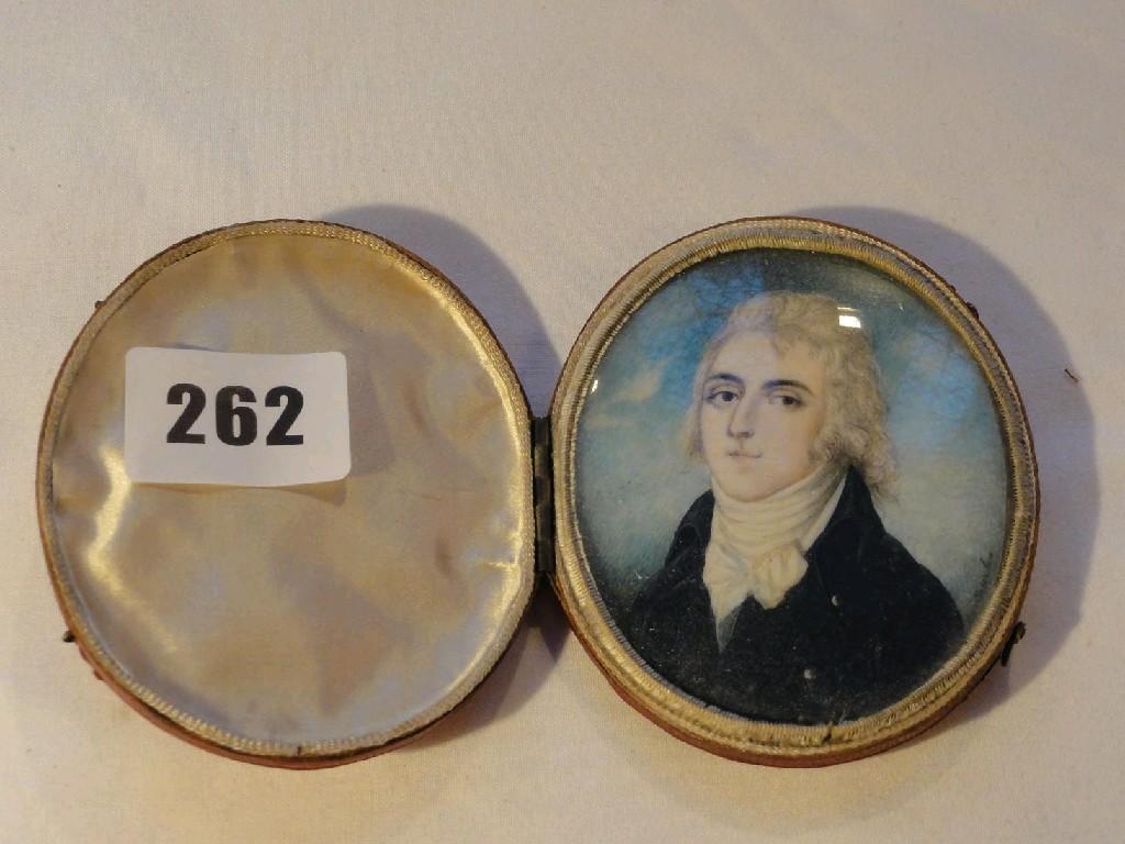 Appraisal: A late th century miniature oval portrait showing a well