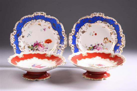 Appraisal: FOUR ENGLISH CERAMIC SERVING PIECES Pair Worcester Chamberlains ironstone compotes