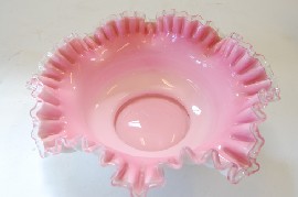 Appraisal: PINK OPALINE FRILLED BOWL