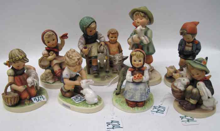 Appraisal: EIGHT GERMAN HUMMEL PORCELAIN FIGURINES ''Shepherd's Boy'' HUM TM- -