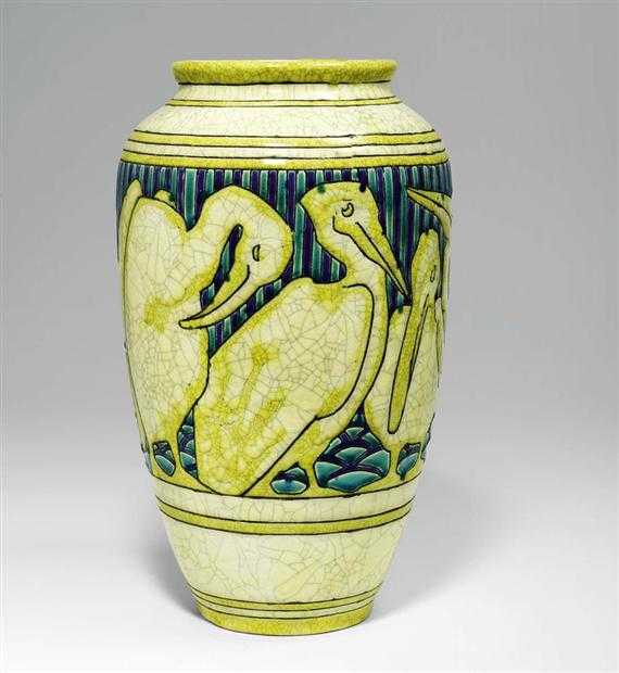 Appraisal: CATTEAU CHARLES - VASE Boch La Louvi re circa Crackle