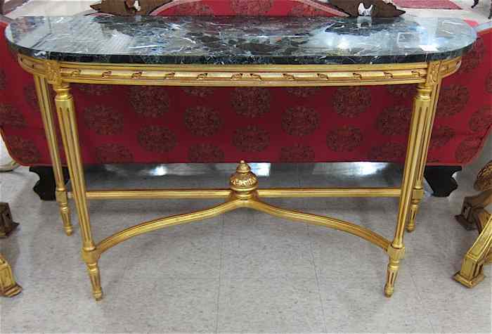 Appraisal: LOUIS XVI STYLE GILTWOOD CONSOLE TABLE th century with a