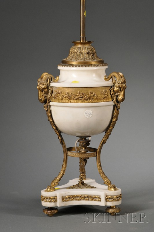 Appraisal: Louis XVI-style White Marble and Ormolu Mounted Lampbase late th