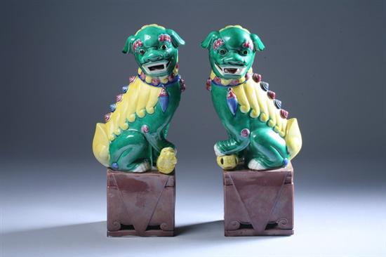 Appraisal: PAIR CHINESE FAMILLE VERTE PORCELAIN FIGURES OF BUDDHIST LIONS -