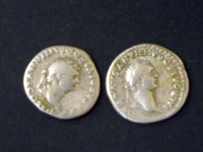 Appraisal: TWO DOMITIAN DENARII with Alter and Minerva on reverse